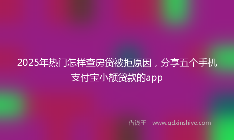 2025年热门怎样查房贷被拒原因，分享五个手机支付宝小额贷款的app