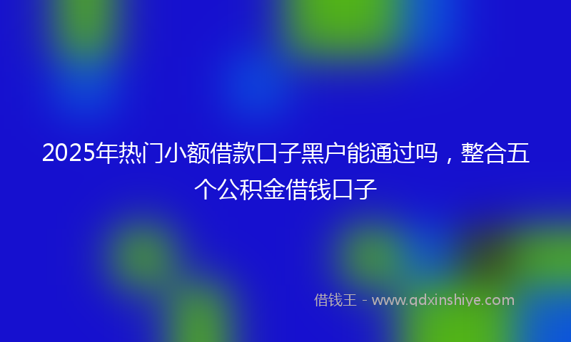2025年热门小额借款口子黑户能通过吗，整合五个公积金借钱口子