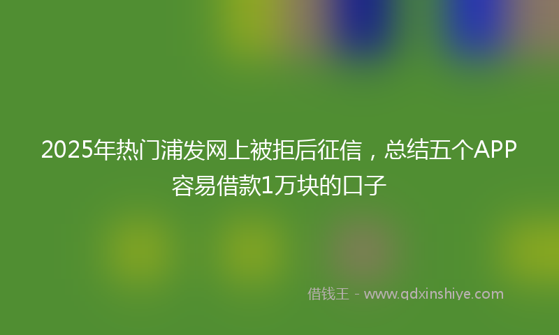 2025年热门浦发网上被拒后征信，总结五个APP容易借款1万块的口子