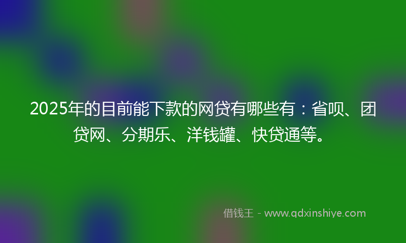 2025年的目前能下款的网贷有哪些有：省呗、团贷网、分期乐、洋钱罐、快贷通等。