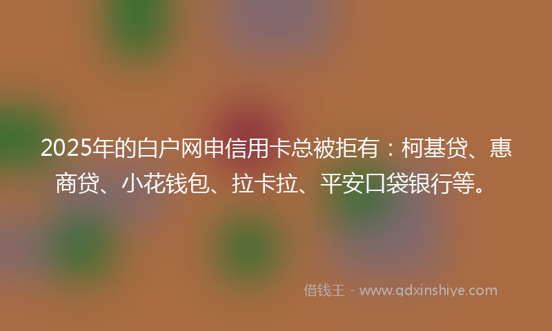 2025年的白户网申信用卡总被拒有：柯基贷、惠商贷、小花钱包、拉卡拉、平安口袋银行等。