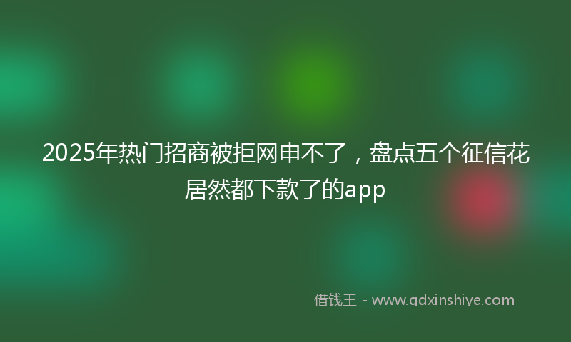 2025年热门招商被拒网申不了，盘点五个征信花居然都下款了的app