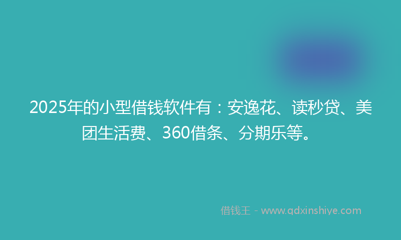 2025年的小型借钱软件有：安逸花、读秒贷、美团生活费、360借条、分期乐等。