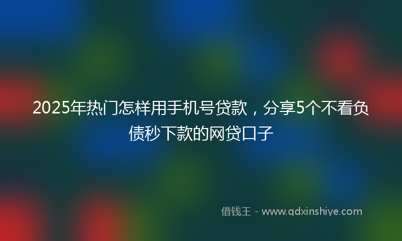 2025年热门怎样用手机号贷款，分享5个不看负债秒下款的网贷口子