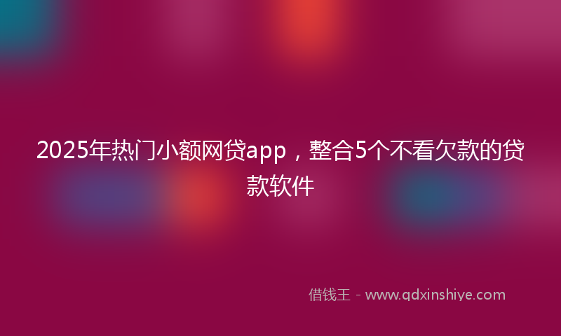 2025年热门小额网贷app，整合5个不看欠款的贷款软件