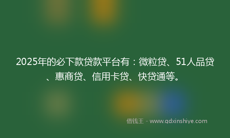 2025年的必下款贷款平台有：微粒贷、51人品贷、惠商贷、信用卡贷、快贷通等。