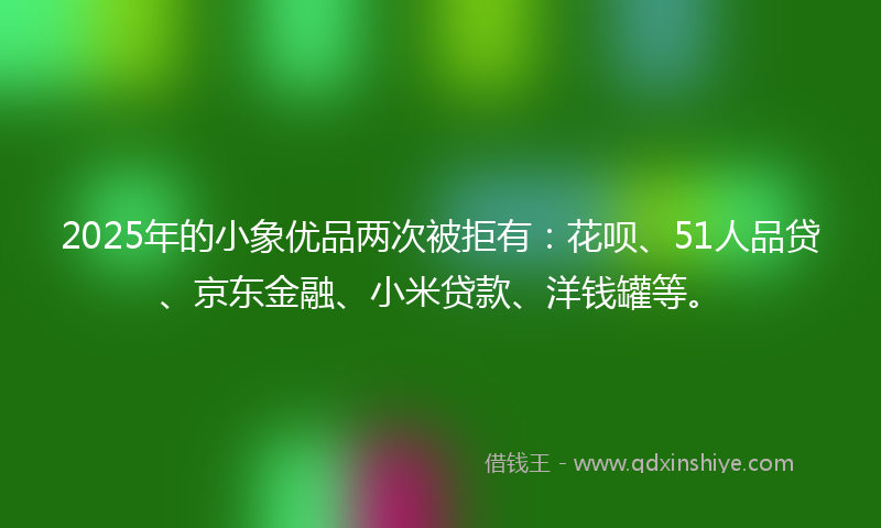2025年的小象优品两次被拒有：花呗、51人品贷、京东金融、小米贷款、洋钱罐等。