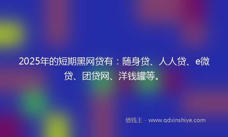 2025年的短期黑网贷有：随身贷、人人贷、e微贷、团贷网、洋钱罐等。