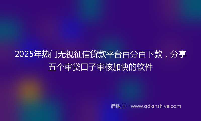 2025年热门无视征信贷款平台百分百下款，分享五个审贷口子审核加快的软件