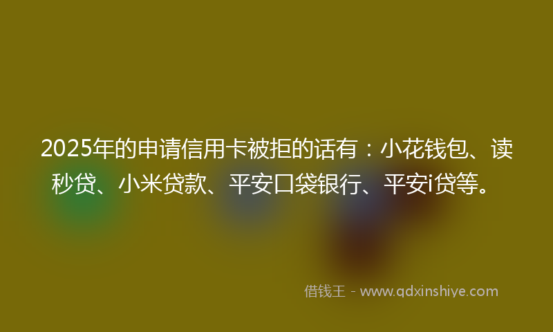 2025年的申请信用卡被拒的话有：小花钱包、读秒贷、小米贷款、平安口袋银行、平安i贷等。