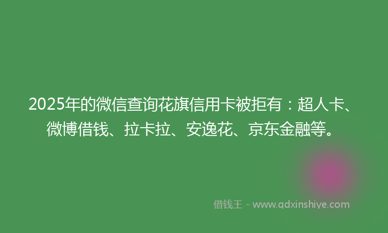 2025年的微信查询花旗信用卡被拒有：超人卡、微博借钱、拉卡拉、安逸花、京东金融等。