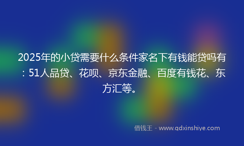 2025年的小贷需要什么条件家名下有钱能贷吗有：51人品贷、花呗、京东金融、百度有钱花、东方汇等。