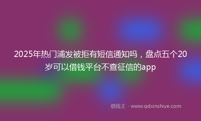 2025年热门浦发被拒有短信通知吗，盘点五个20岁可以借钱平台不查征信的app