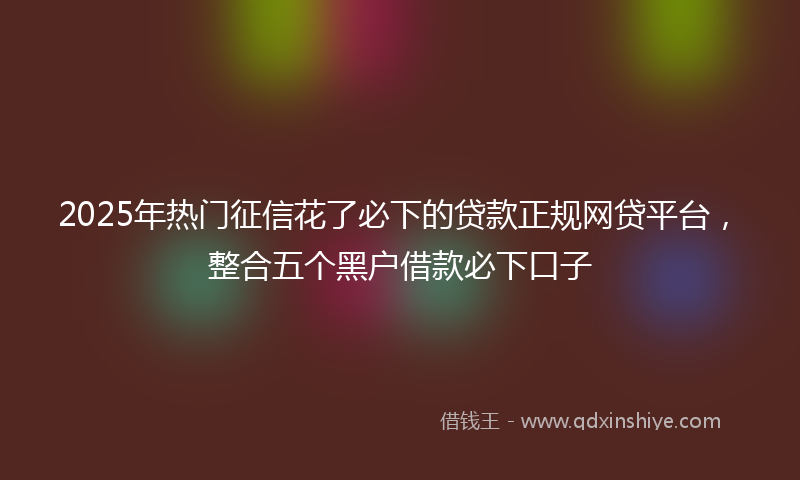 2025年热门征信花了必下的贷款正规网贷平台，整合五个黑户借款必下口子