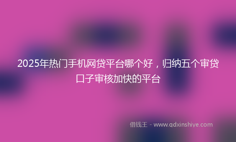2025年热门手机网贷平台哪个好，归纳五个审贷口子审核加快的平台