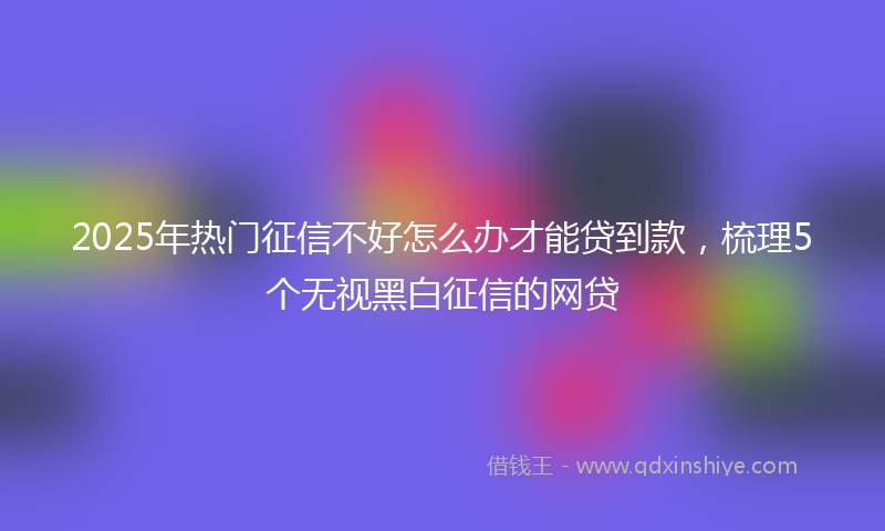 2025年热门征信不好怎么办才能贷到款，梳理5个无视黑白征信的网贷