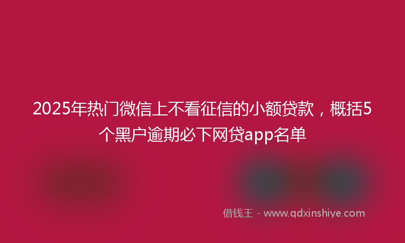 2025年热门微信上不看征信的小额贷款，概括5个黑户逾期必下网贷app名单