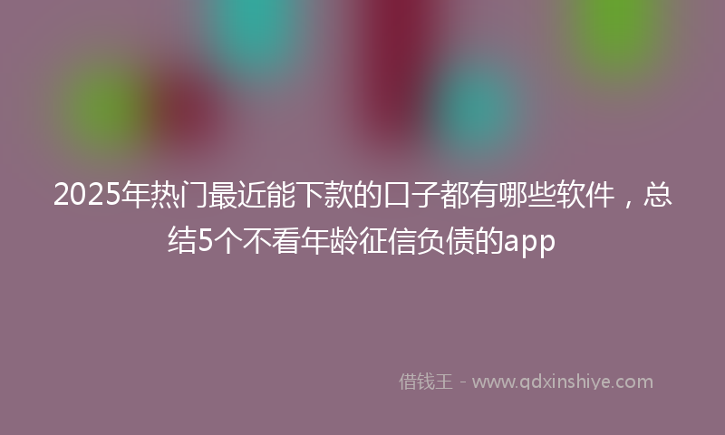 2025年热门最近能下款的口子都有哪些软件，总结5个不看年龄征信负债的app