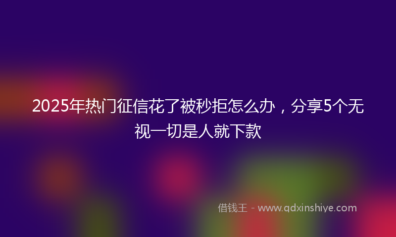 2025年热门征信花了被秒拒怎么办，分享5个无视一切是人就下款