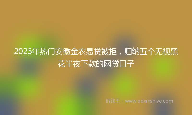 2025年热门安徽金农易贷被拒，归纳五个无视黑花半夜下款的网贷口子