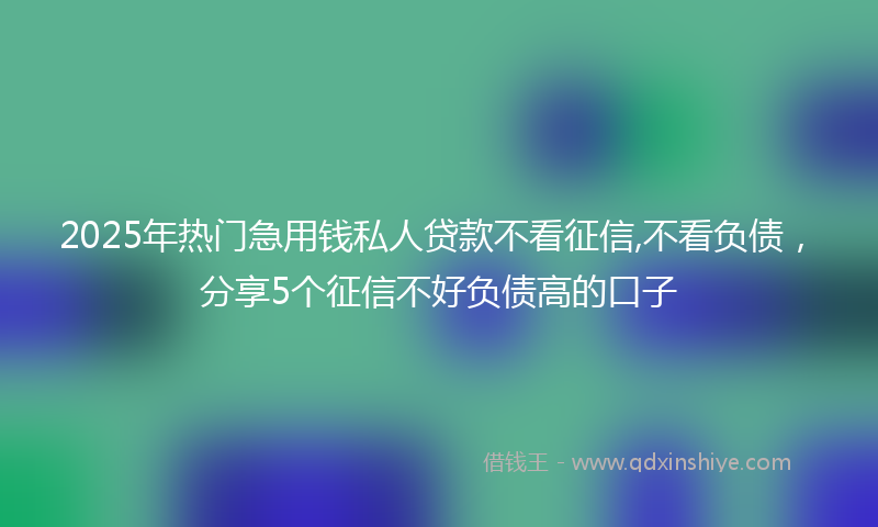 2025年热门急用钱私人贷款不看征信,不看负债，分享5个征信不好负债高的口子
