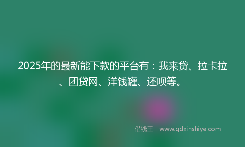 2025年的最新能下款的平台有：我来贷、拉卡拉、团贷网、洋钱罐、还呗等。