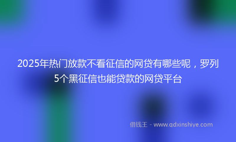 2025年热门放款不看征信的网贷有哪些呢，罗列5个黑征信也能贷款的网贷平台