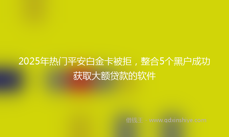 2025年热门平安白金卡被拒，整合5个黑户成功获取大额贷款的软件