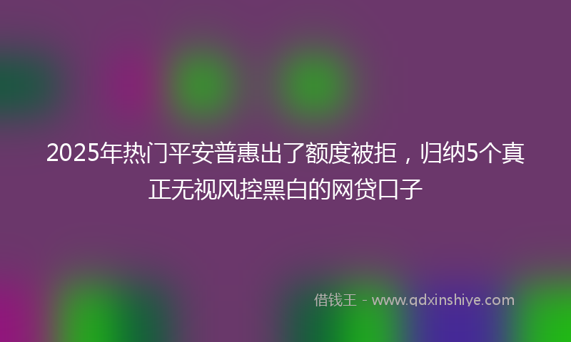 2025年热门平安普惠出了额度被拒，归纳5个真正无视风控黑白的网贷口子