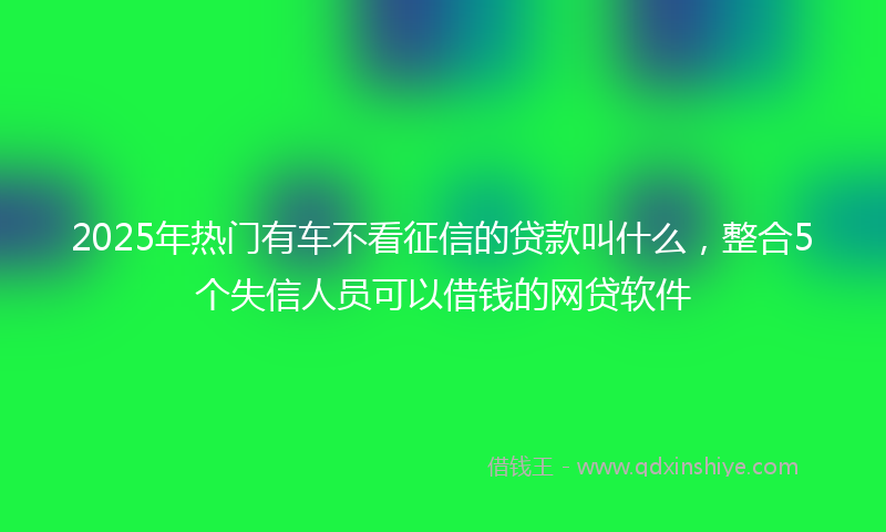 2025年热门有车不看征信的贷款叫什么，整合5个失信人员可以借钱的网贷软件