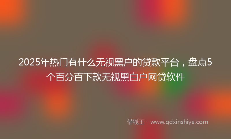 2025年热门有什么无视黑户的贷款平台，盘点5个百分百下款无视黑白户网贷软件