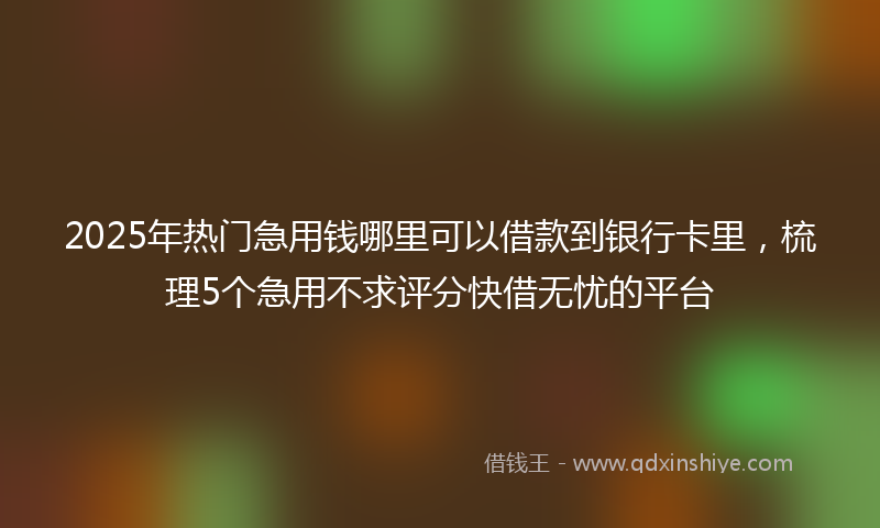 2025年热门急用钱哪里可以借款到银行卡里,梳理5个急用不求评分快借无忧的平台