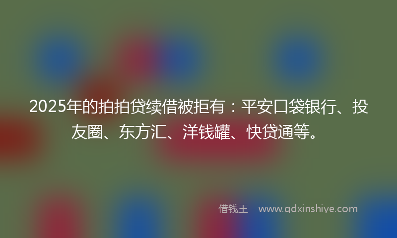 2025年的拍拍贷续借被拒有：平安口袋银行、投友圈、东方汇、洋钱罐、快贷通等。