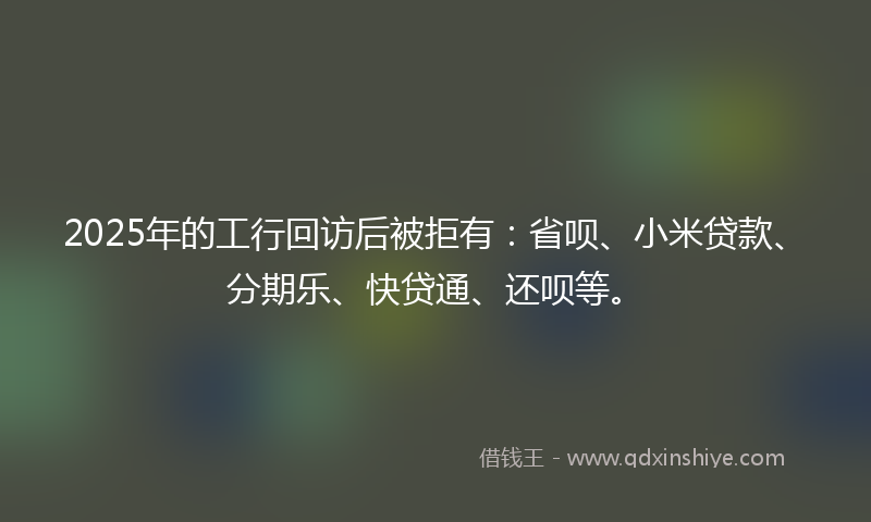 2025年的工行回访后被拒有：省呗、小米贷款、分期乐、快贷通、还呗等。