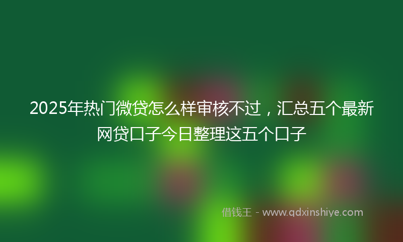 2025年热门微贷怎么样审核不过，汇总五个最新网贷口子今日整理这五个口子