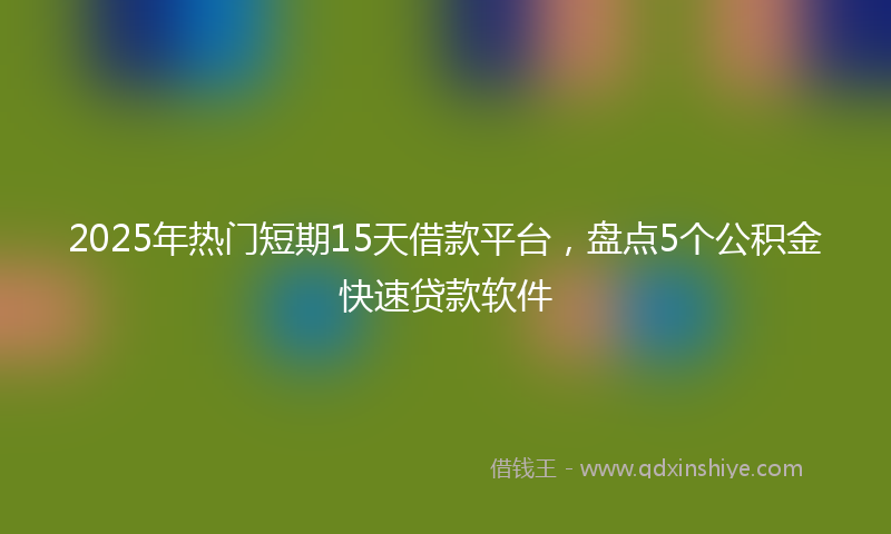 2025年热门短期15天借款平台，盘点5个公积金快速贷款软件