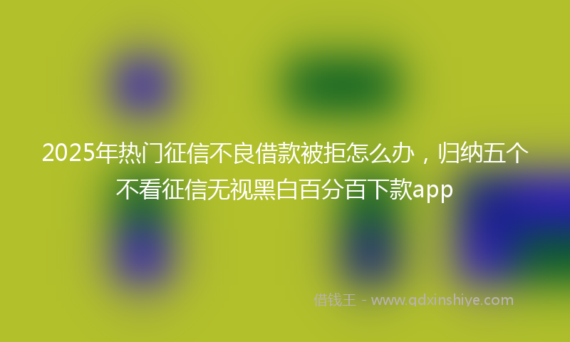 2025年热门征信不良借款被拒怎么办，归纳五个不看征信无视黑白百分百下款app