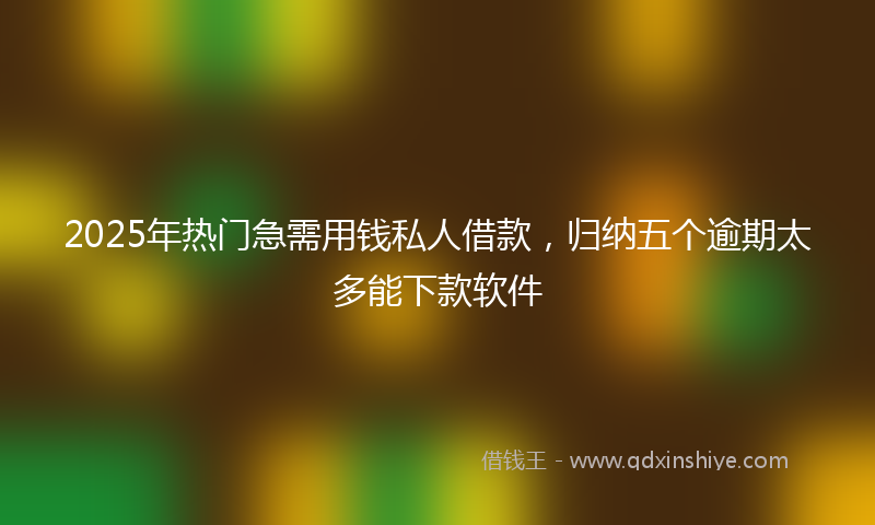 2025年热门急需用钱私人借款，归纳五个逾期太多能下款软件