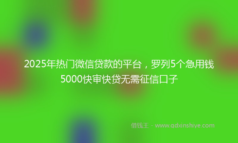 2025年热门微信贷款的平台，罗列5个急用钱5000快审快贷无需征信口子