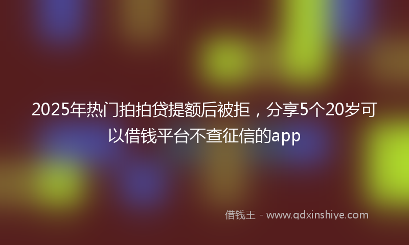 2025年热门拍拍贷提额后被拒，分享5个20岁可以借钱平台不查征信的app