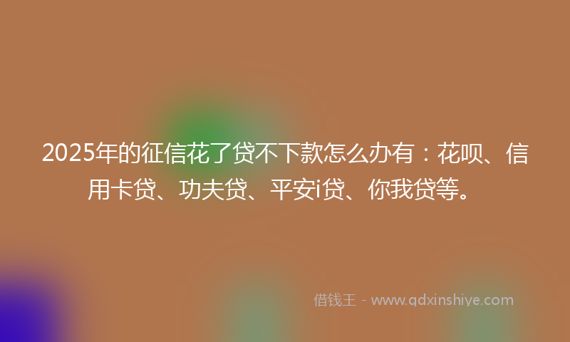 2025年的征信花了贷不下款怎么办有：花呗、信用卡贷、功夫贷、平安i贷、你我贷等。