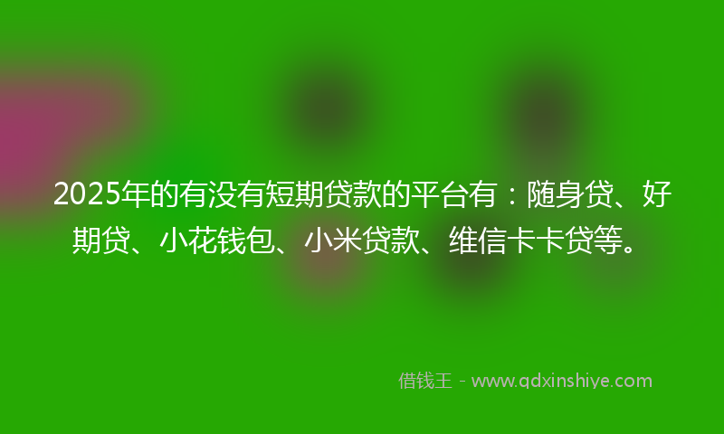2025年的有没有短期贷款的平台有：随身贷、好期贷、小花钱包、小米贷款、维信卡卡贷等。