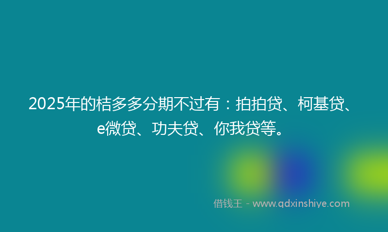 2025年的桔多多分期不过有：拍拍贷、柯基贷、e微贷、功夫贷、你我贷等。