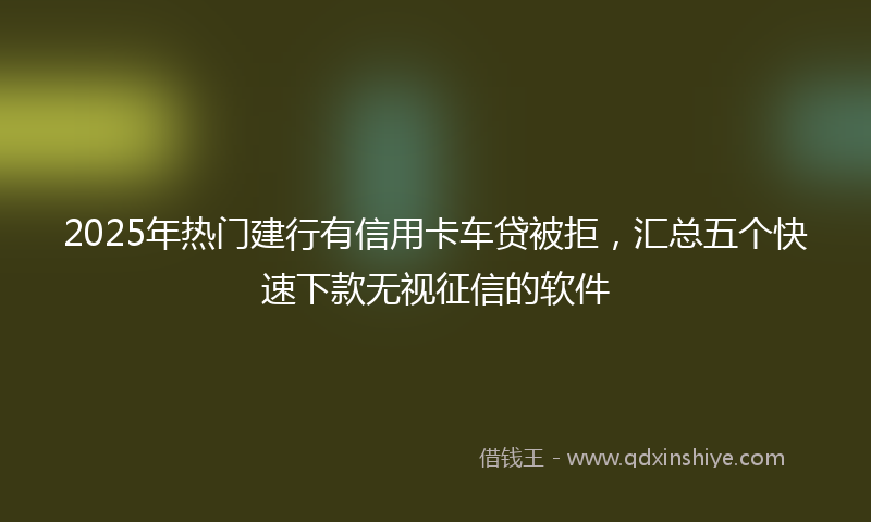 2025年热门建行有信用卡车贷被拒，汇总五个快速下款无视征信的软件