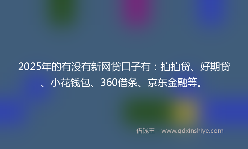 2025年的有没有新网贷口子有：拍拍贷、好期贷、小花钱包、360借条、京东金融等。