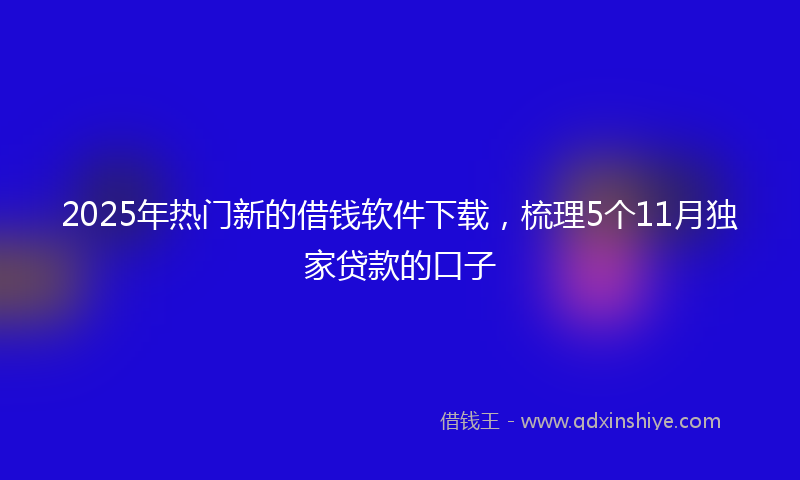 2025年热门新的借钱软件下载，梳理5个11月独家贷款的口子