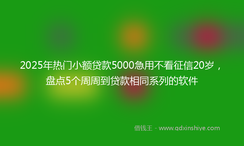 2025年热门小额贷款5000急用不看征信20岁，盘点5个周周到贷款相同系列的软件