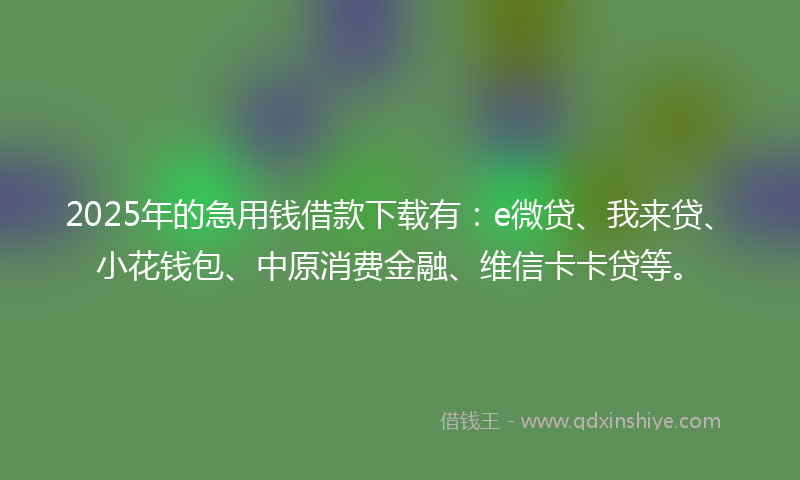2025年的急用钱借款下载有：e微贷、我来贷、小花钱包、中原消费金融、维信卡卡贷等。