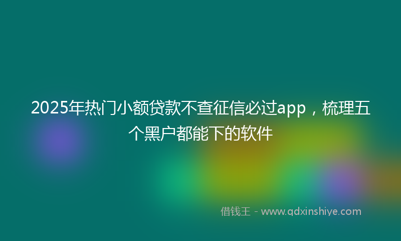 2025年热门小额贷款不查征信必过app，梳理五个黑户都能下的软件