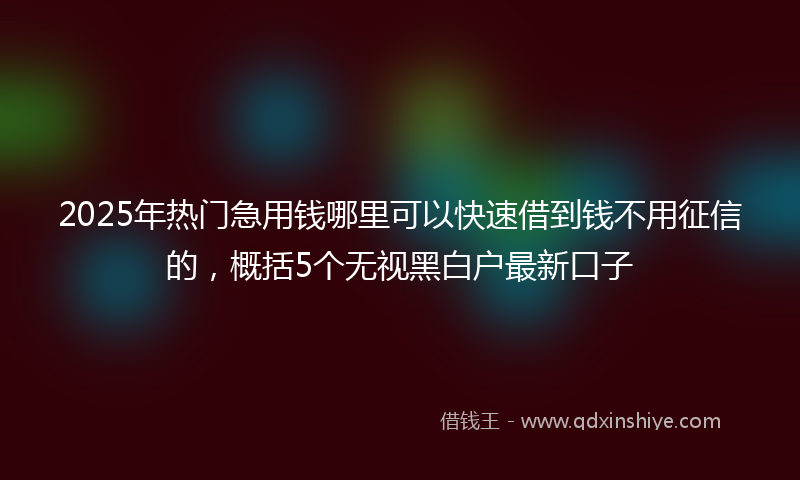 2025年热门急用钱哪里可以快速借到钱不用征信的，概括5个无视黑白户最新口子